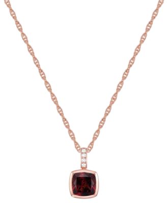 2-Pc. Set Garnet: (4-1/6 ct. t.w.) & Lab-Grown White Sapphire (1/20 ct. t.w.) Pendant Necklace & Matching Small Hoop Earrings in Gold-Plated Sterling Silver (Also in Blue Topaz, Lab-Grown Morganite, & Amethyst)