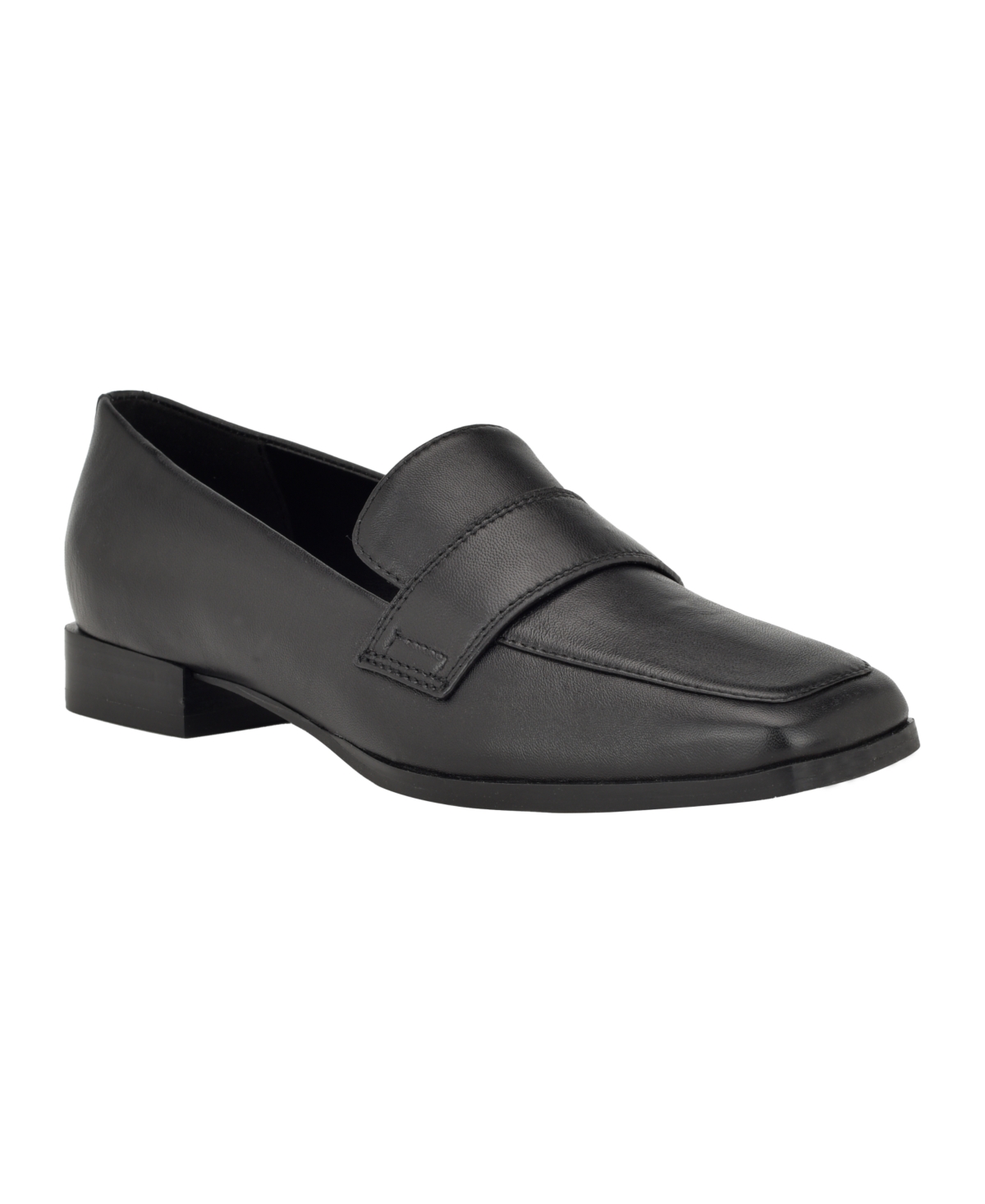 Shop Calvin Klein Women's Tadyn Square Toe Slip-on Casual Loafers In Black Leather