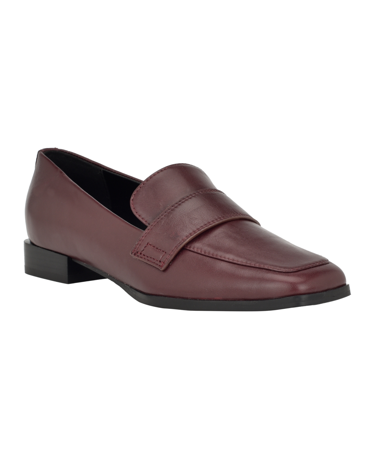 Shop Calvin Klein Women's Tadyn Square Toe Slip-on Casual Loafers In Dark Red Leather