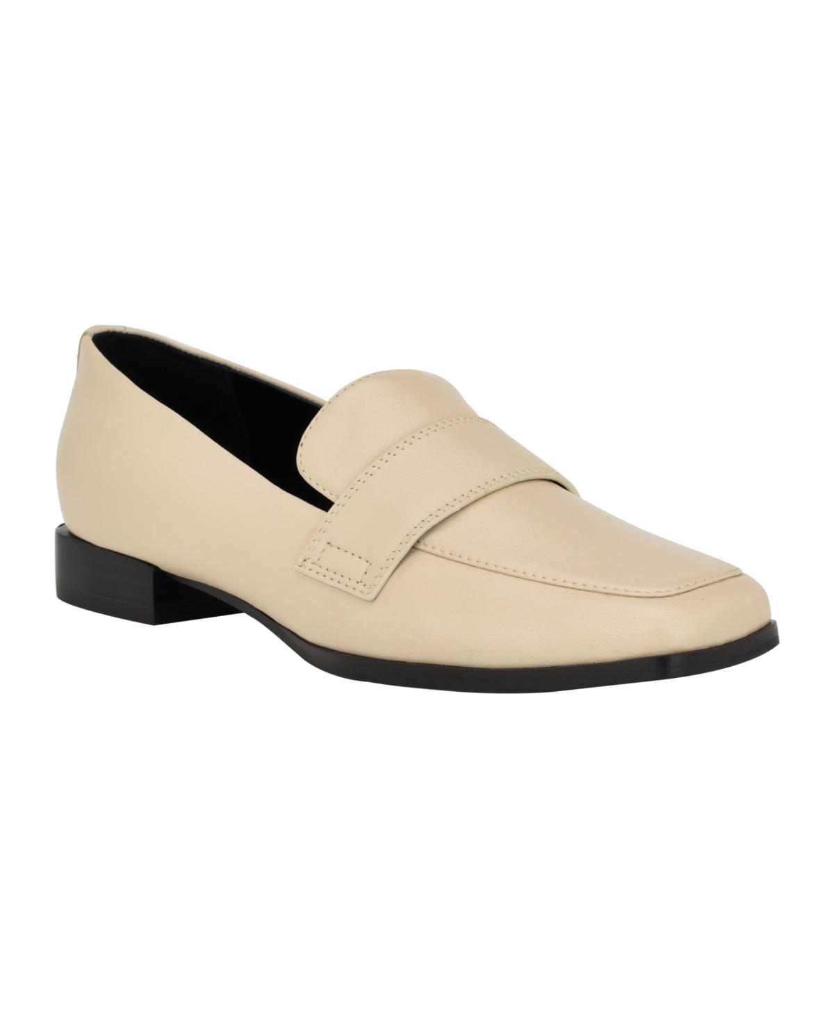 Shop Calvin Klein Women's Tadyn Square Toe Slip-on Casual Loafers In Light Natural Leather