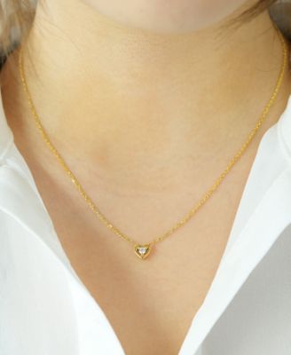 Diamond Heart 18" Pendant Necklace (1/10 ct. t.w.) in Gold Vermeil, Created for Macy's