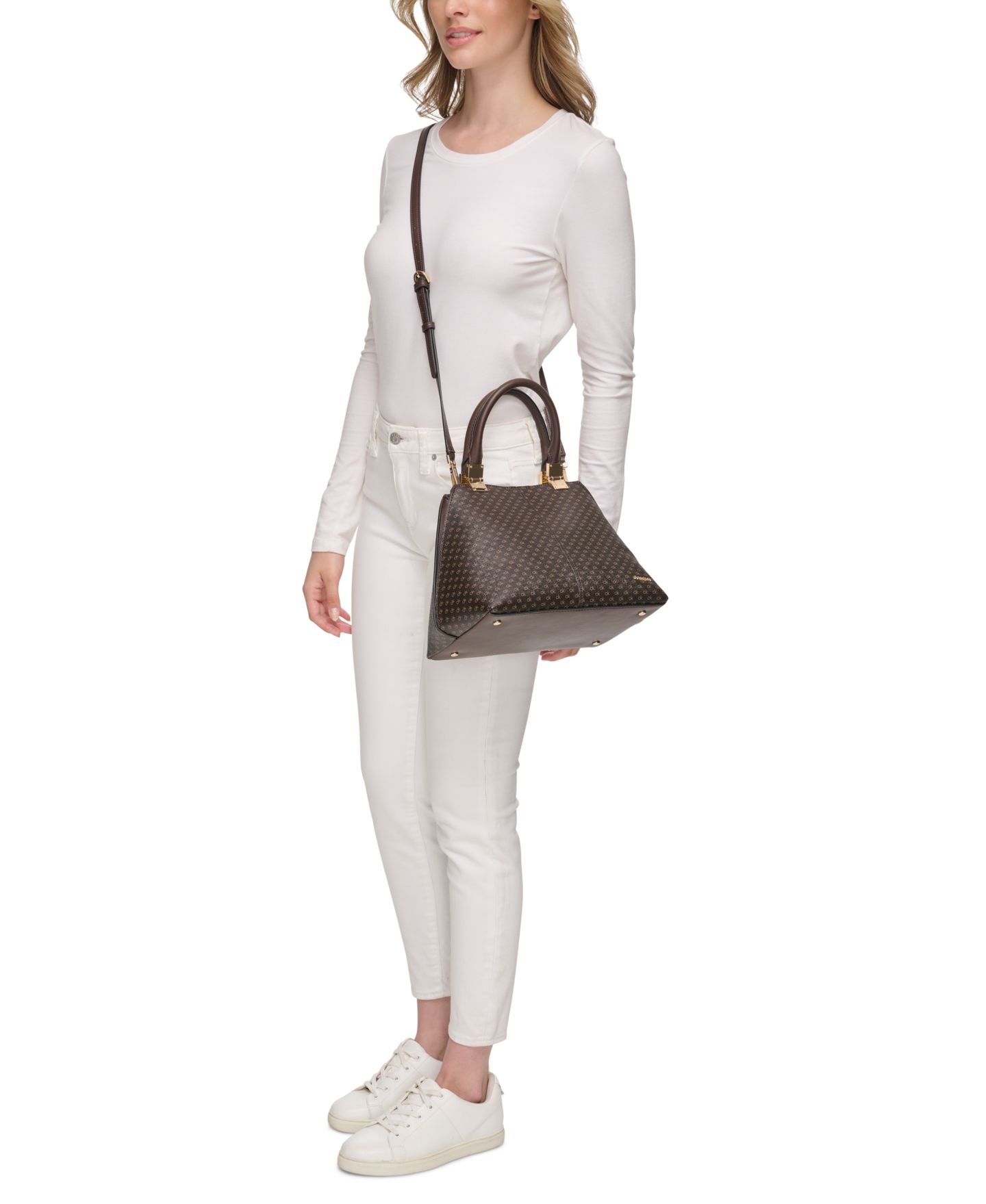 Женская сумка Calvin Klein Granite Signature Convertible Satchel with Magnetic Snap, цвет: Коричневый хаки — фото 6