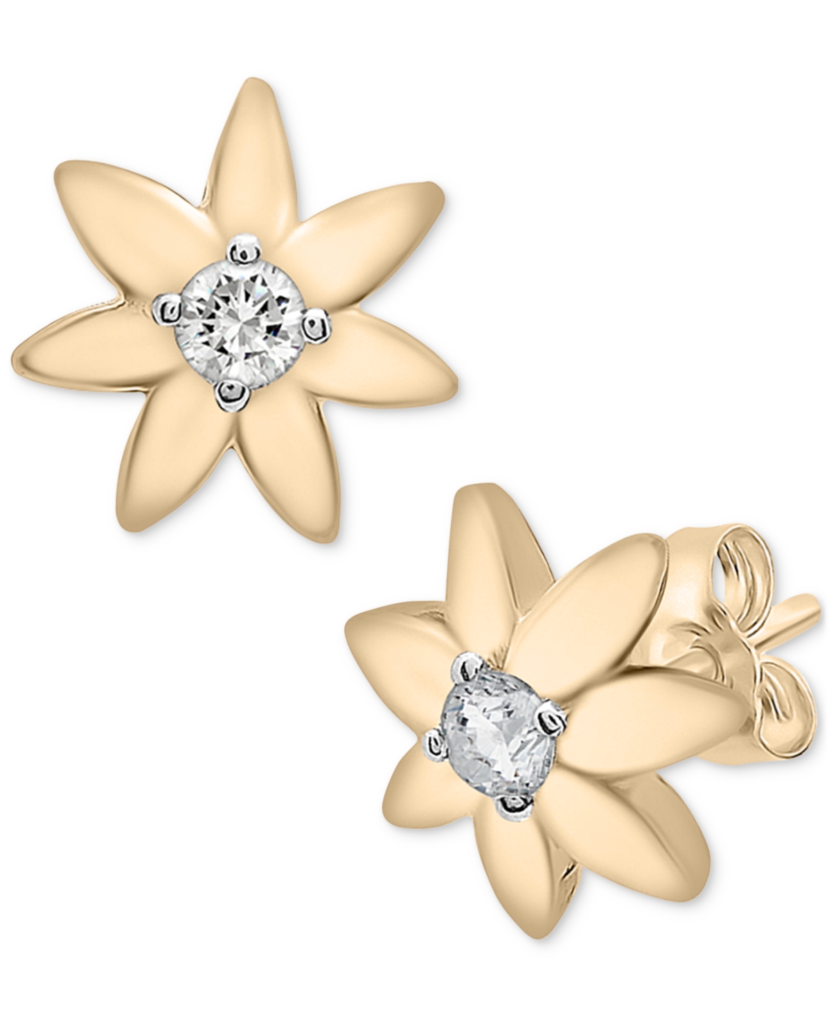 Diamond Flower Stud Earrings (1/10 ct. t.w.) in Gold Vermeil, Created for Macy's - Gold Vermeil