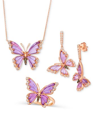 Le Vian Grape Amethyst Diamond Butterfly Jewelry Collection In 14k Rose Gold In K Strawberry Gold Earrings