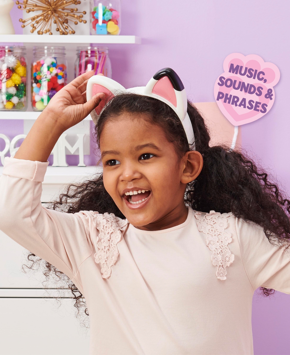 GABBY'S DOLLHOUSE MAGICAL MUSICAL CAT EARS WITH LIGHTS, MUSIC, SOUNDS AND PHRASES 