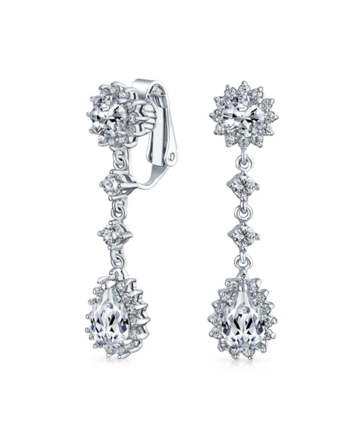 Bling Jewelry Cocktail Crown Halo Gold-Tone CZ Teardrop Chandelier Clip
