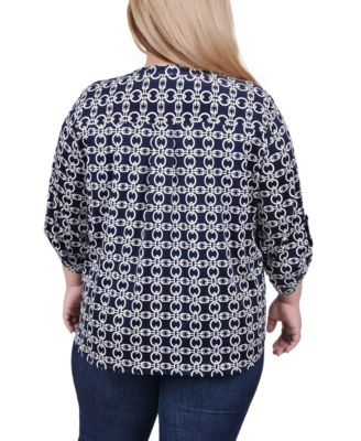 Plus Size Roll-Tab Sleeve Top 