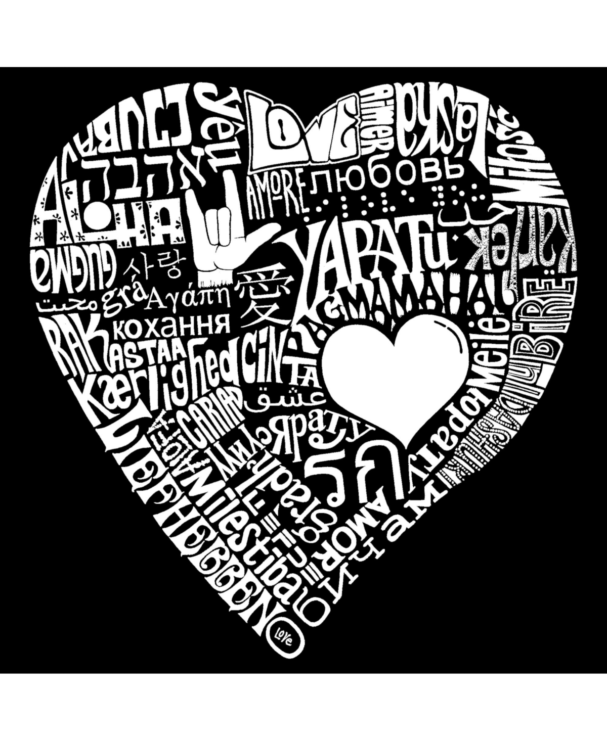 La Pop Art Girls Word Art T-shirt - Love In 44 Different Languages
