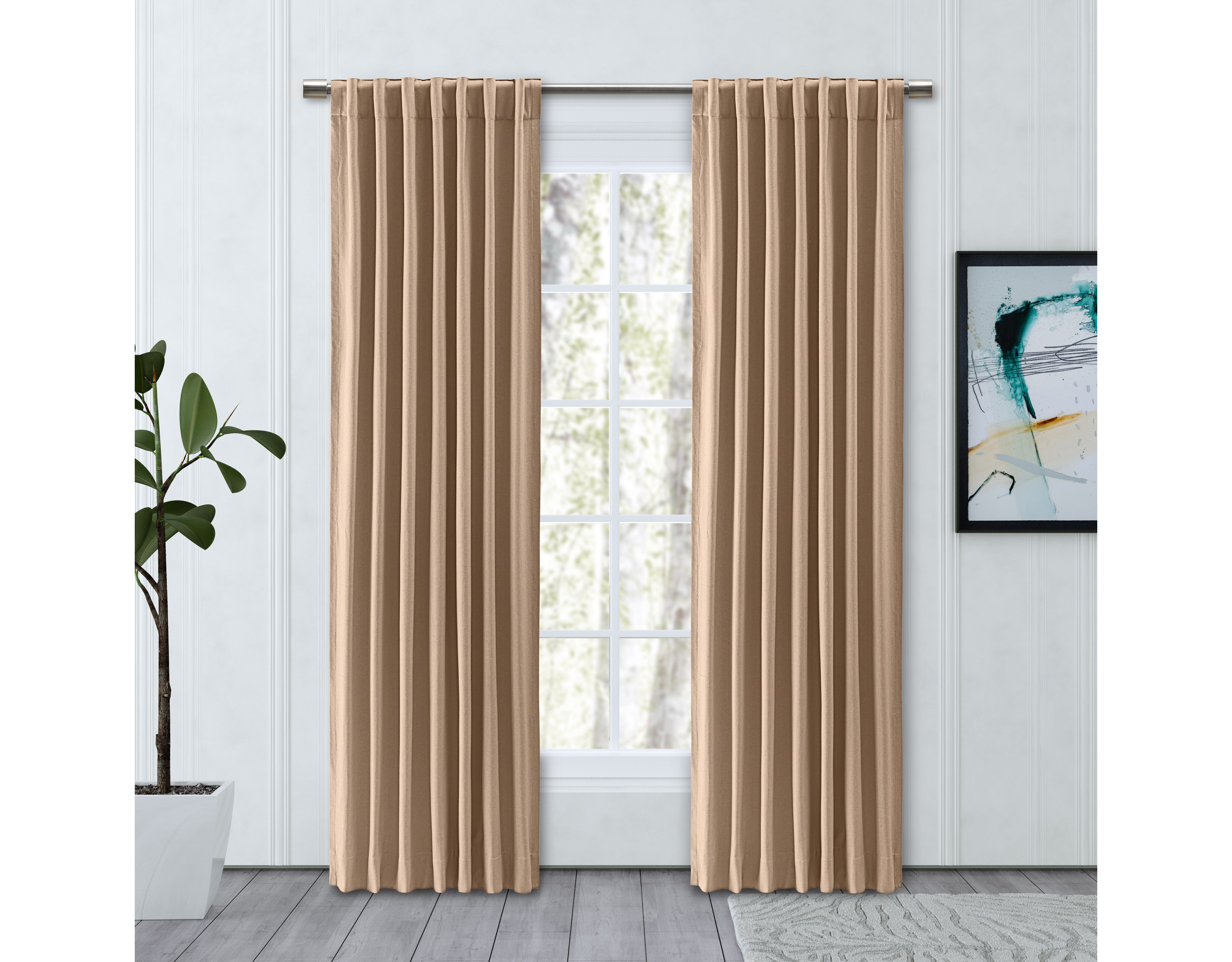 Ricardo Chevron 80C/20P Sustainable Unlined Rod Pocket w/Back Tabs Curtain Panel 48"W x 63"L