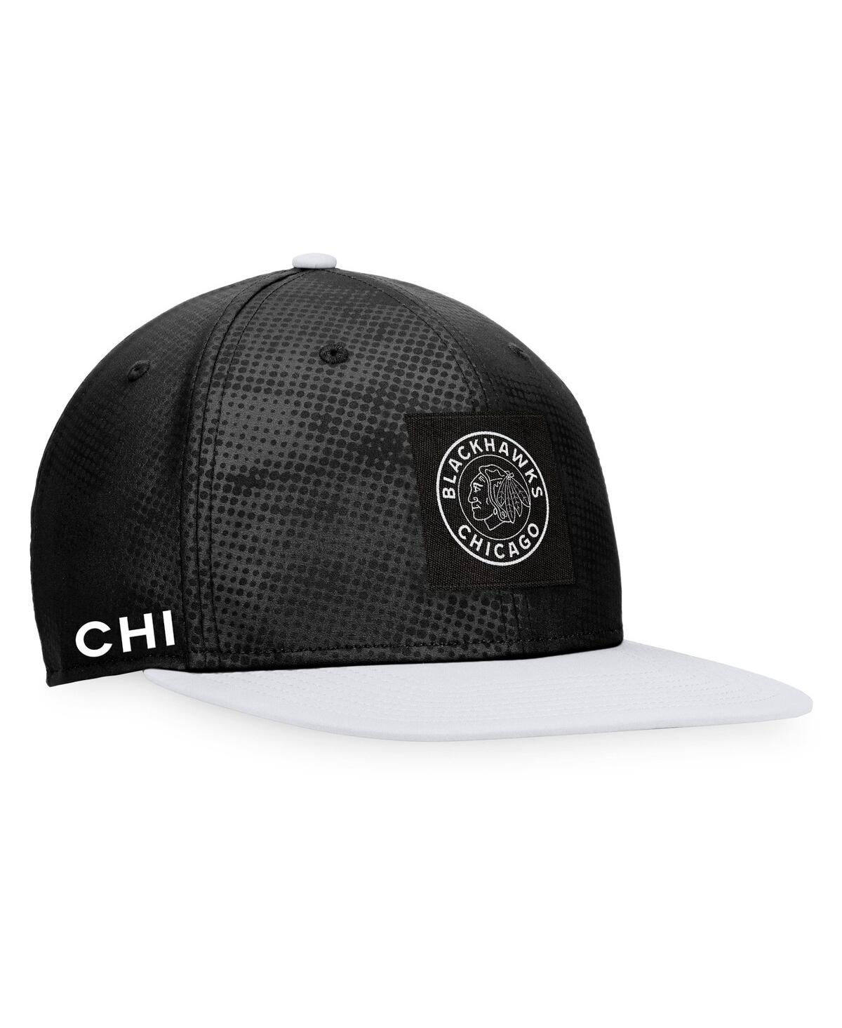 Shop Fanatics Men's  Black, White Chicago Blackhawks Authentic Pro Alternate Logo Snapback Hat In Black,white