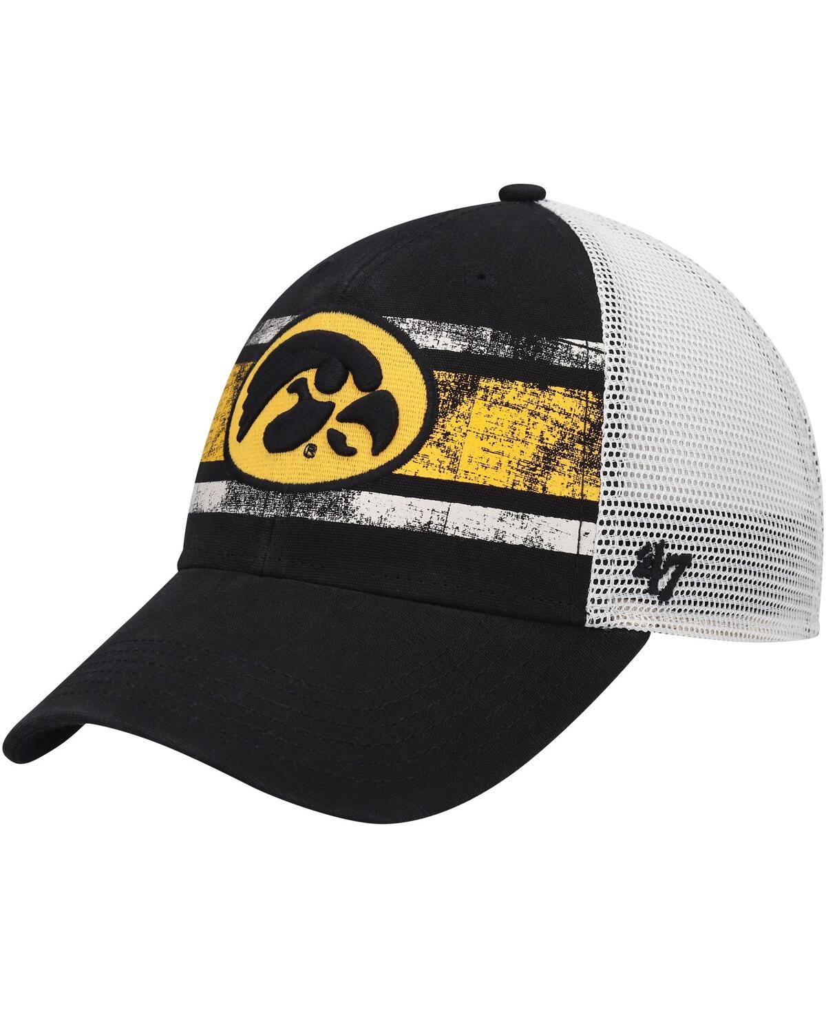 47 Brand Men's ' Black, White Iowa Hawkeyes Interlude Mvp Trucker Snapback Hat In Black,white