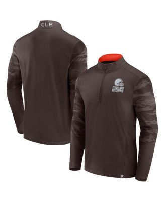 Men's Brown Cleveland Browns Ringer Quarter-Zip Jacket