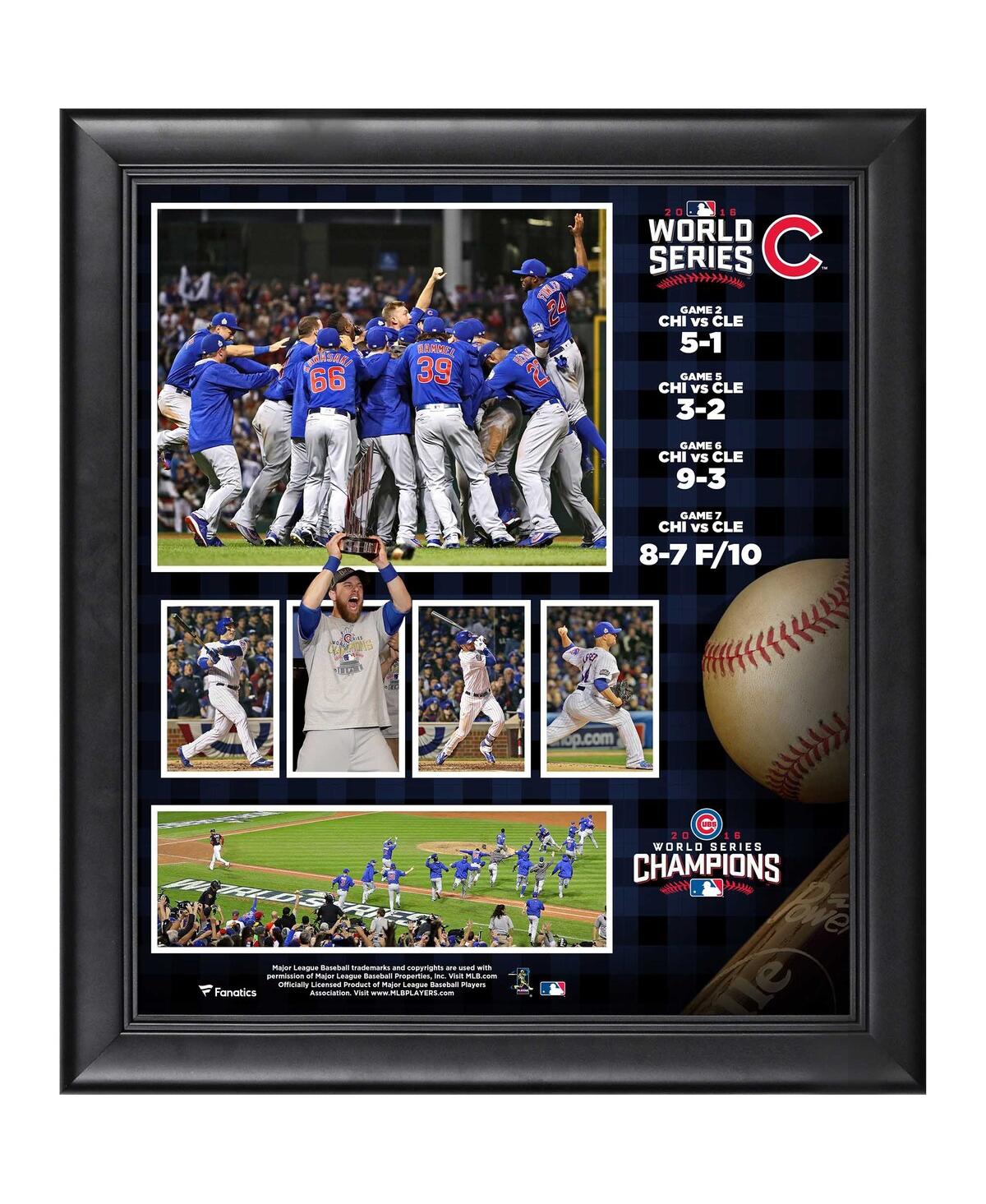 Fanatics Authentic Chicago Cubs 2016 Mlb World Series Champions Framed 15" X 17" Collage In Black