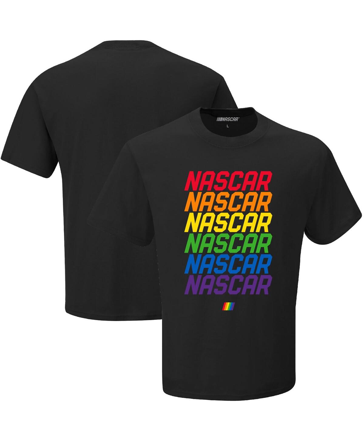 Men's Checkered Flag Sports Black Nascar Logo Pride T-shirt - Black