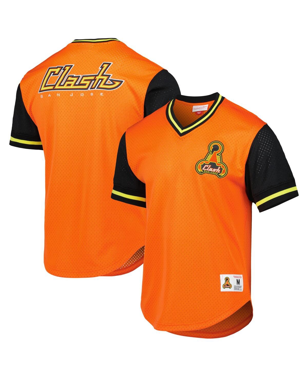 Mitchell & Ness Men's  Orange San Jose Earthquakes Mesh V-neck T-shirt In Orange