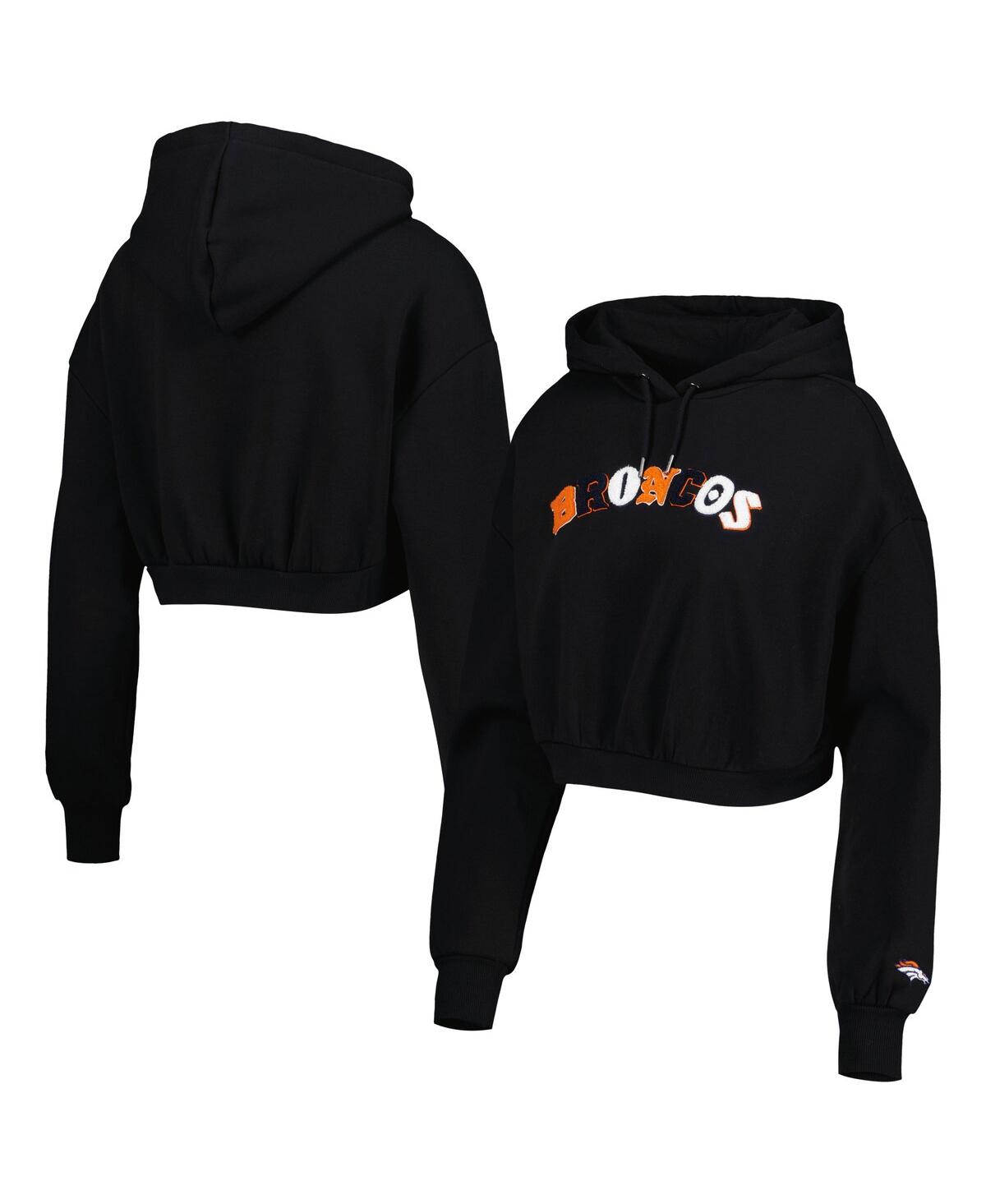 Shop The Wild Collective Women's  Black Denver Broncos Cropped Pullover Hoodie