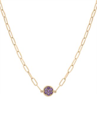 Macy's - Amethyst Bezel Cluster Pendant Necklace (1/5 ct. t.w.) in 14k Gold-Plated Sterling Silver, 16" + 2" extender
