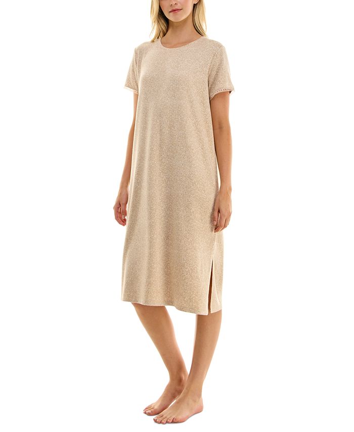 Roudelain Women's Ribbed Lace-Trim Sleepshirt - Macy's