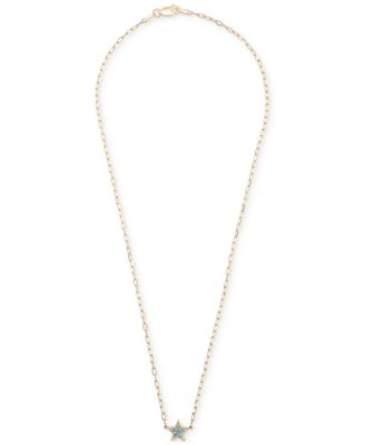 London Blue Topaz Star Cluster Pendant Necklace (1/4 ct. t.w.) in 14k Gold-Plated Sterling Silver, 16" + 2" extender