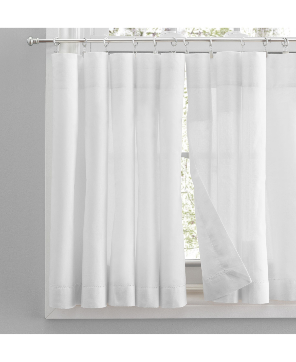 Ricardo Simplicity Rod Pocket Tailored Tier Curtain Pair 80"W x 36"L - White