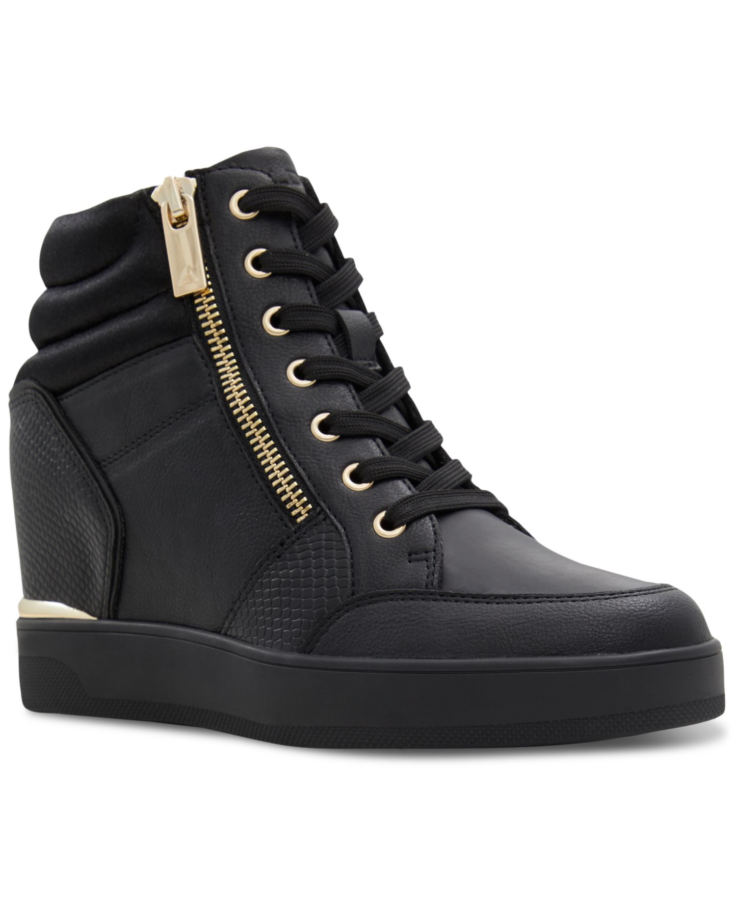 Женские кроссовки ALDO Ereliclya Lace-Up Zip Wedge High-Top, цвет: Чёрный разноцветный — фото 1