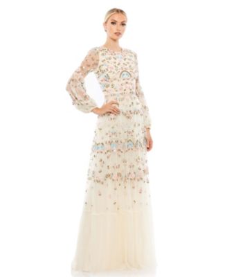 Mac Duggal - Embroidered Lantern-Sleeve Gown