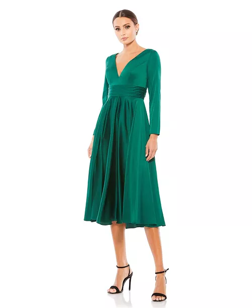 women's ieena long sleeve a line midi dress