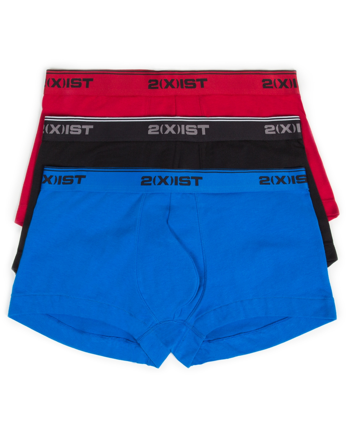 2(x)ist Men's Cotton Stretch 3 Pack No-Show Trunk -Black/Skydiver Blue