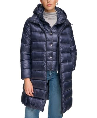 Women's Shine Bibbed Hooded Packable Puffer Coat, Created for Macy's