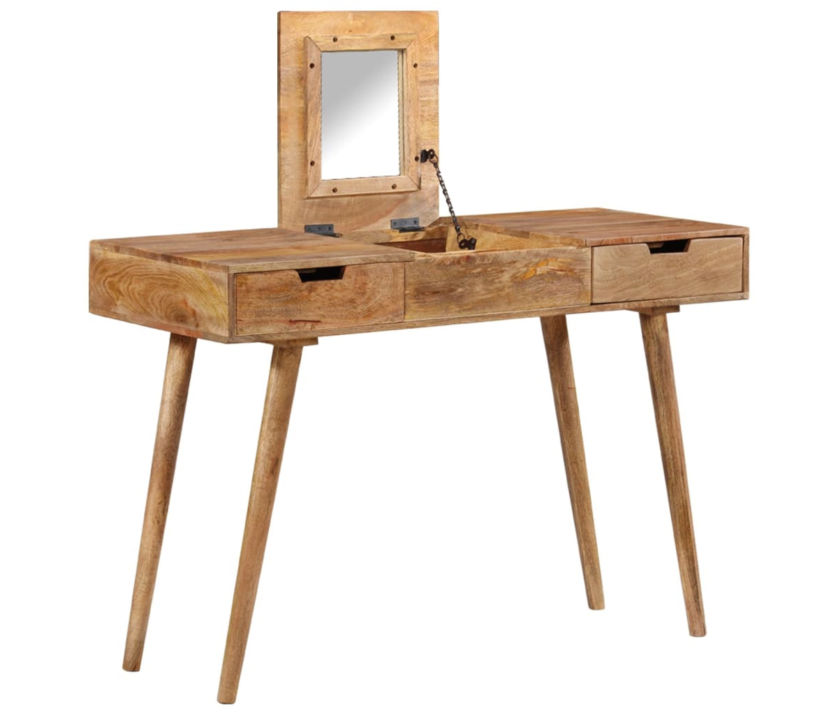 Vidaxl Dressing Table 44"x17.7"x29.9" Solid Mango Wood In Brown