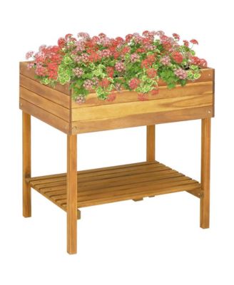 Raised Garden Planter 30.9"x23"x30.9" Solid Acacia Wood