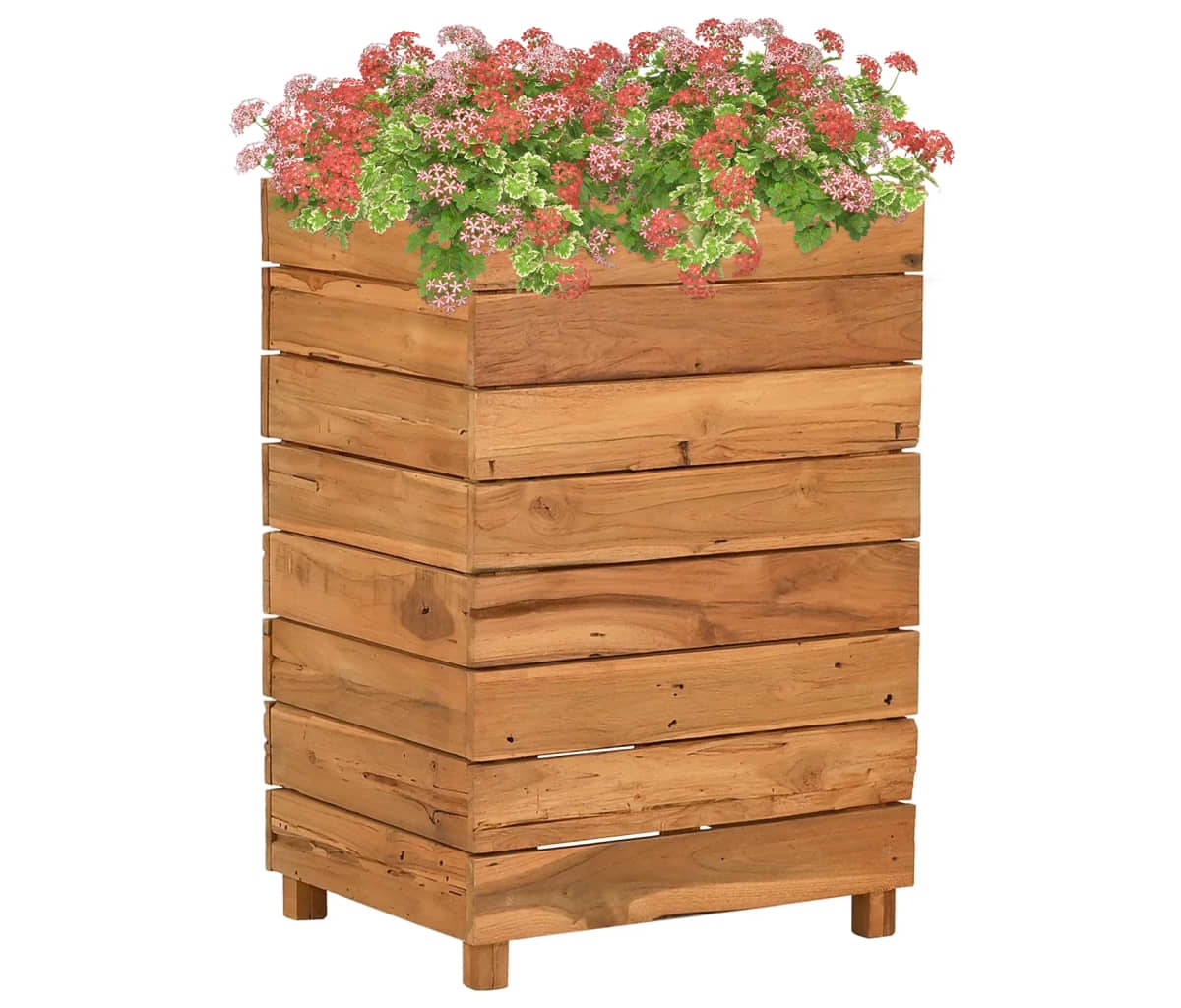 Raised Bed 19.7"x15.7"x28.3" Recycled Teak Wood and Steel - Brown