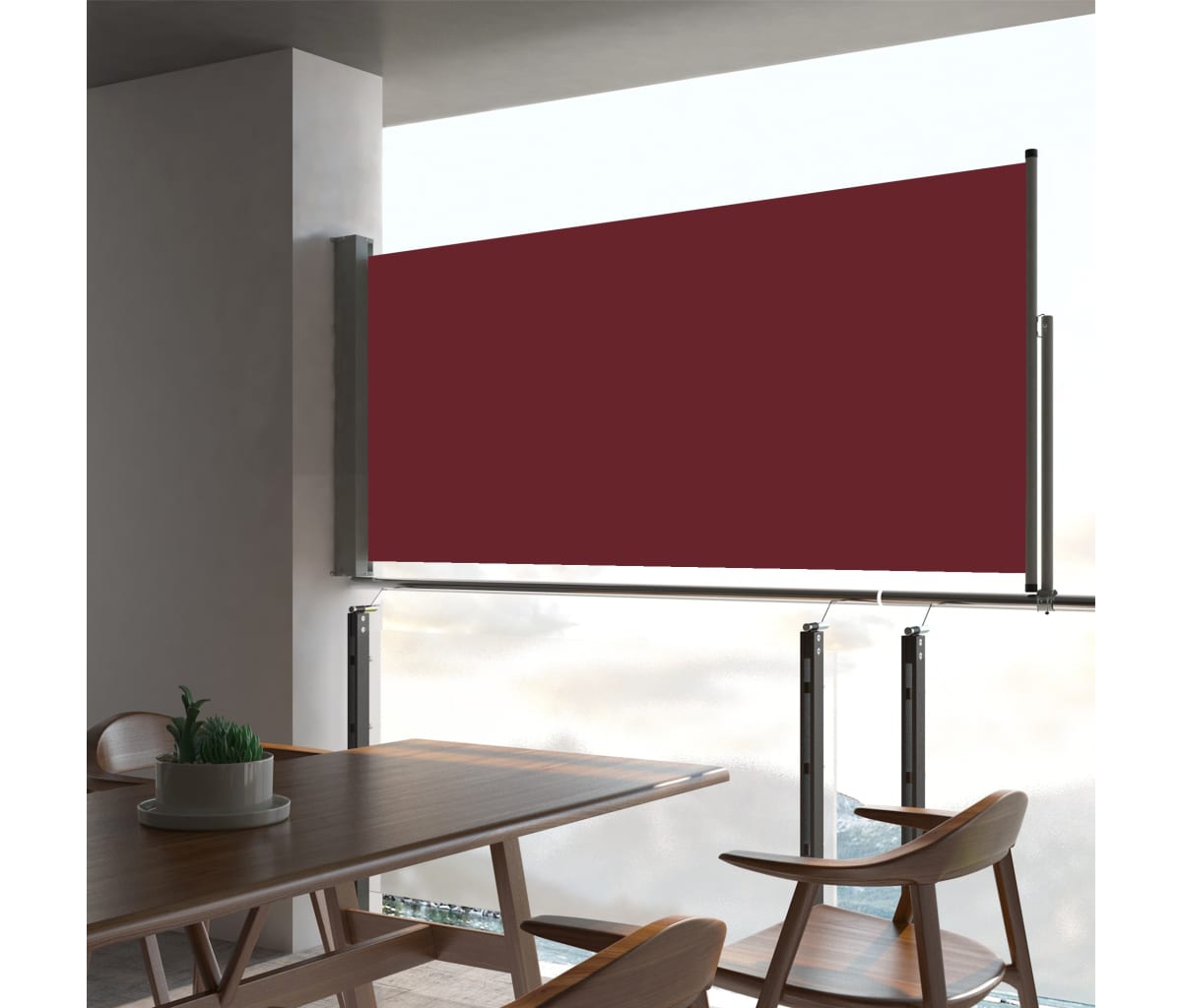 vidaXL Patio Retractable Side Awning- Red