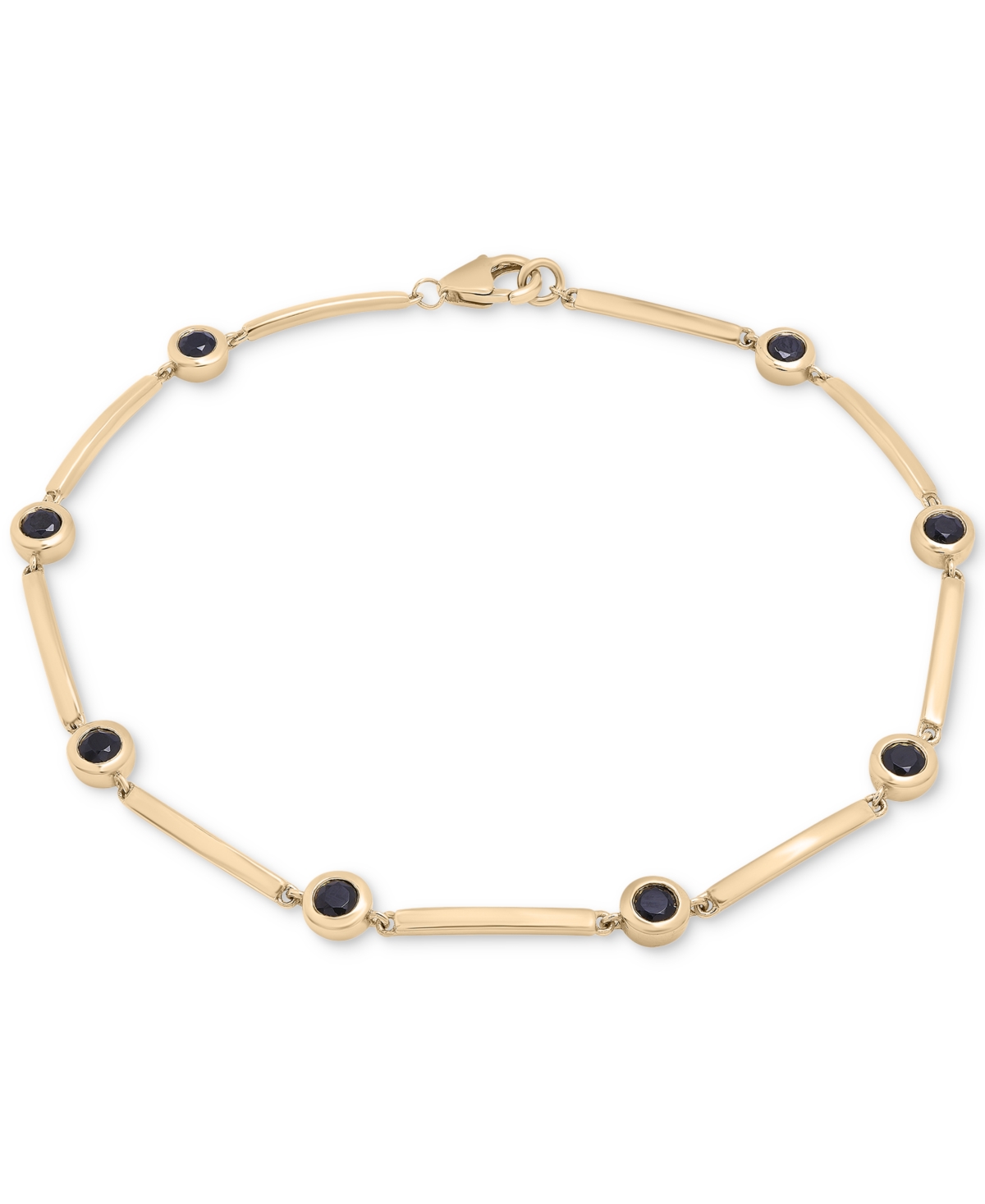 Onyx Bezel Bar Link Bracelet in 14k Plated Gold - Onyx