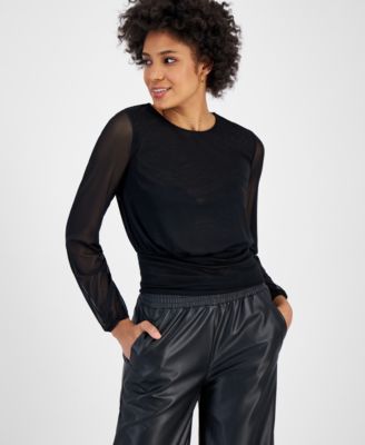 Bar III - Women's Mesh Blouson Top