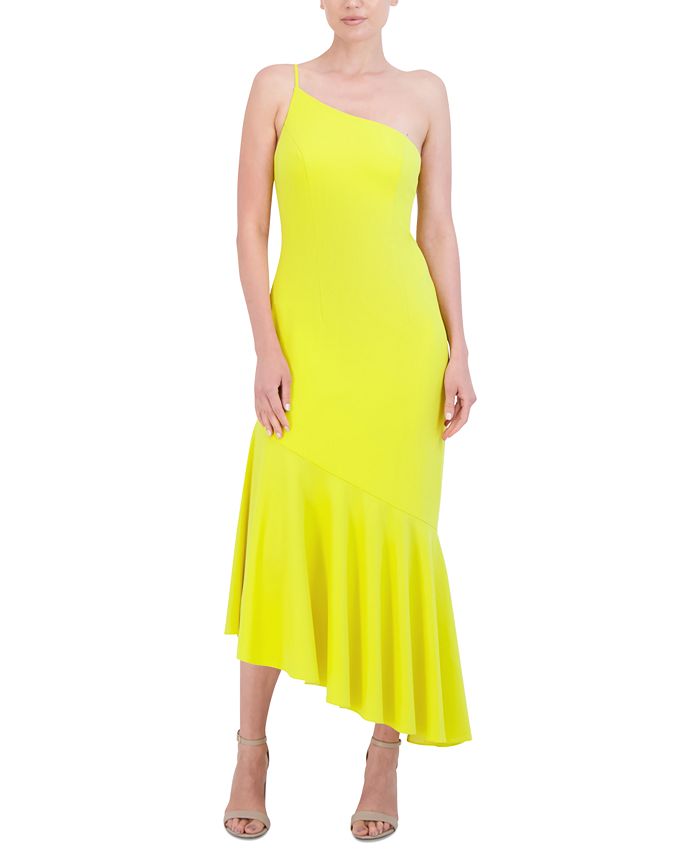 Women s Asymmetrical One Shoulder Crepe Midi Dress