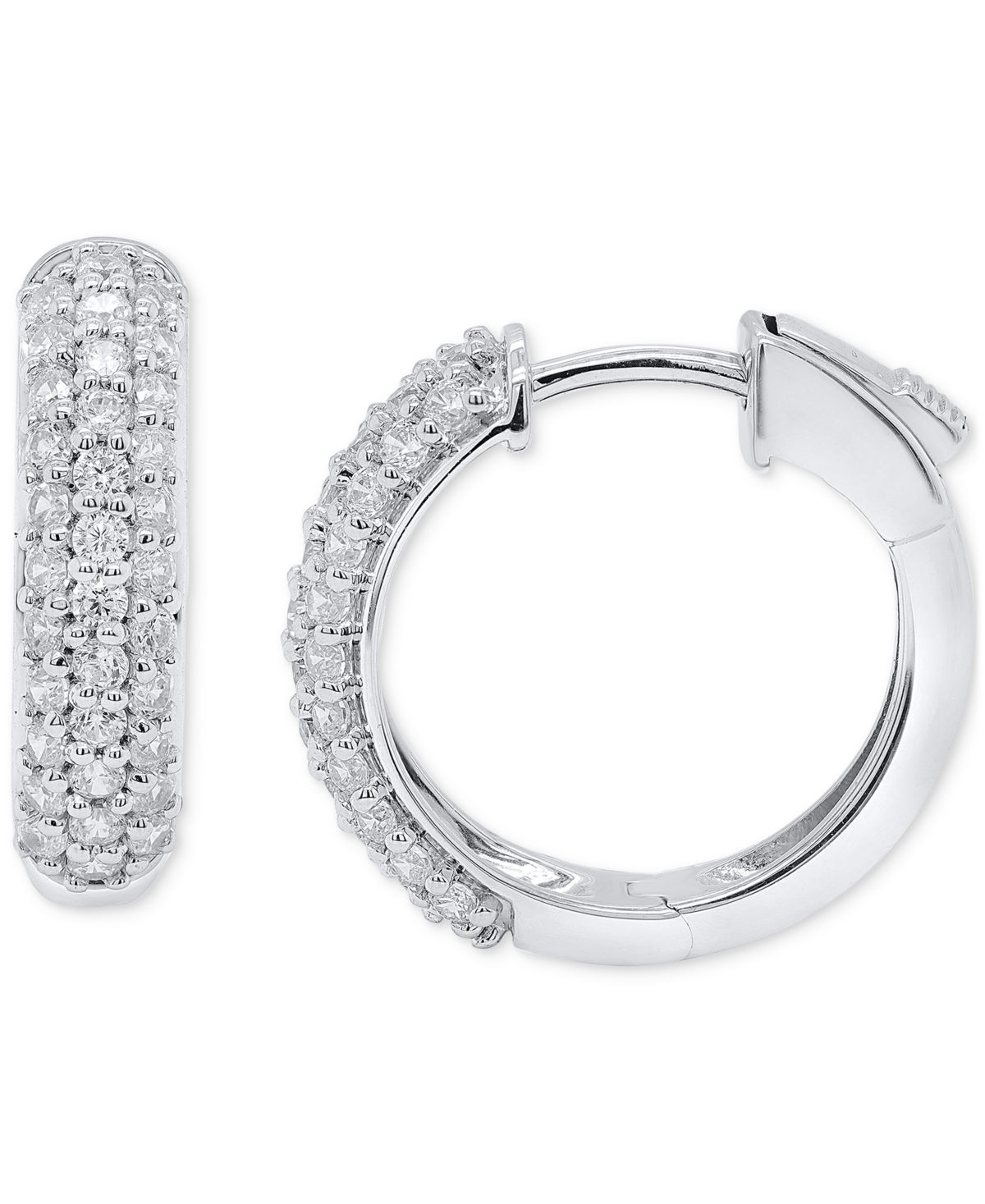 Forever Grown Diamonds Lab Grown Diamond Pave Small Hoop Earrings (1 Ct. T.w.) In Sterling Silver
