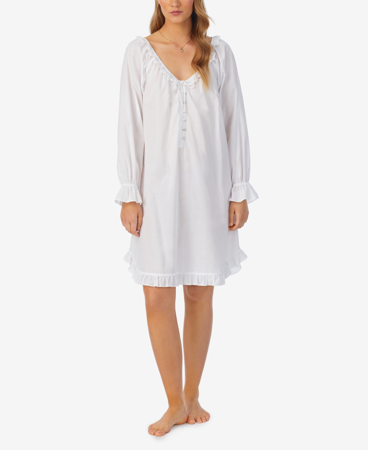 1950s Sleepwear, Loungewear History and Shopping Guide Eileen West Womens Cotton Long Sleeve Sleepshirt Nightgown $70.00 AT vintagedancer.com