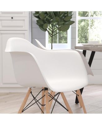 Alda Series Polypropylene Accent Chair With Gently Curved Arms And Metal Braced Wooden Legs