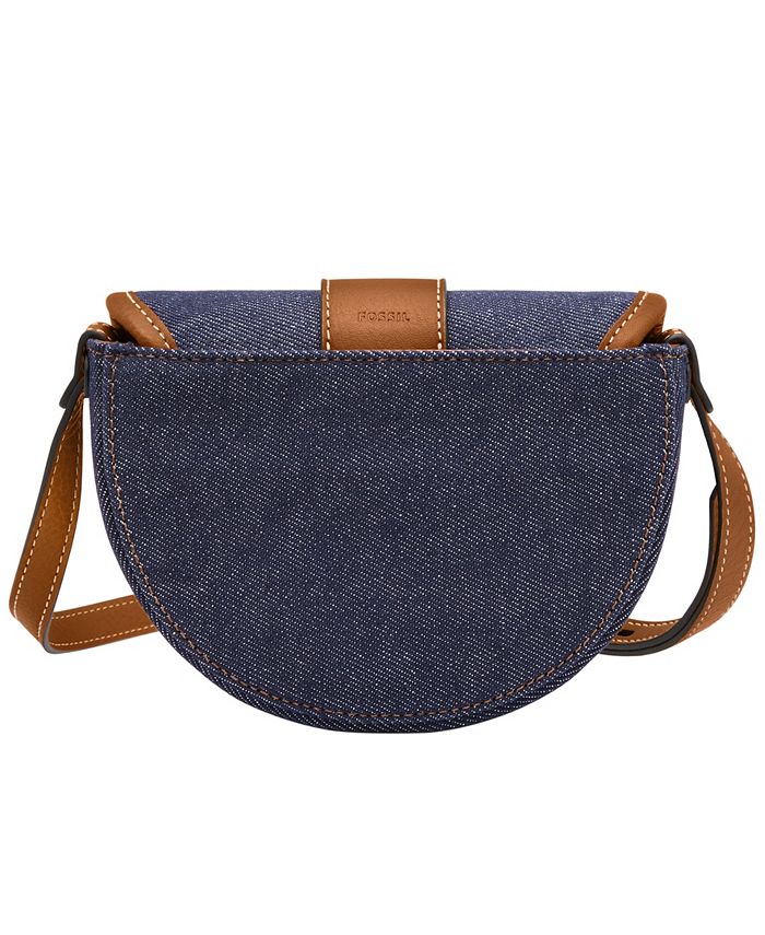 Fossil Harwell Flap Denim Crossbody Bag Macy's