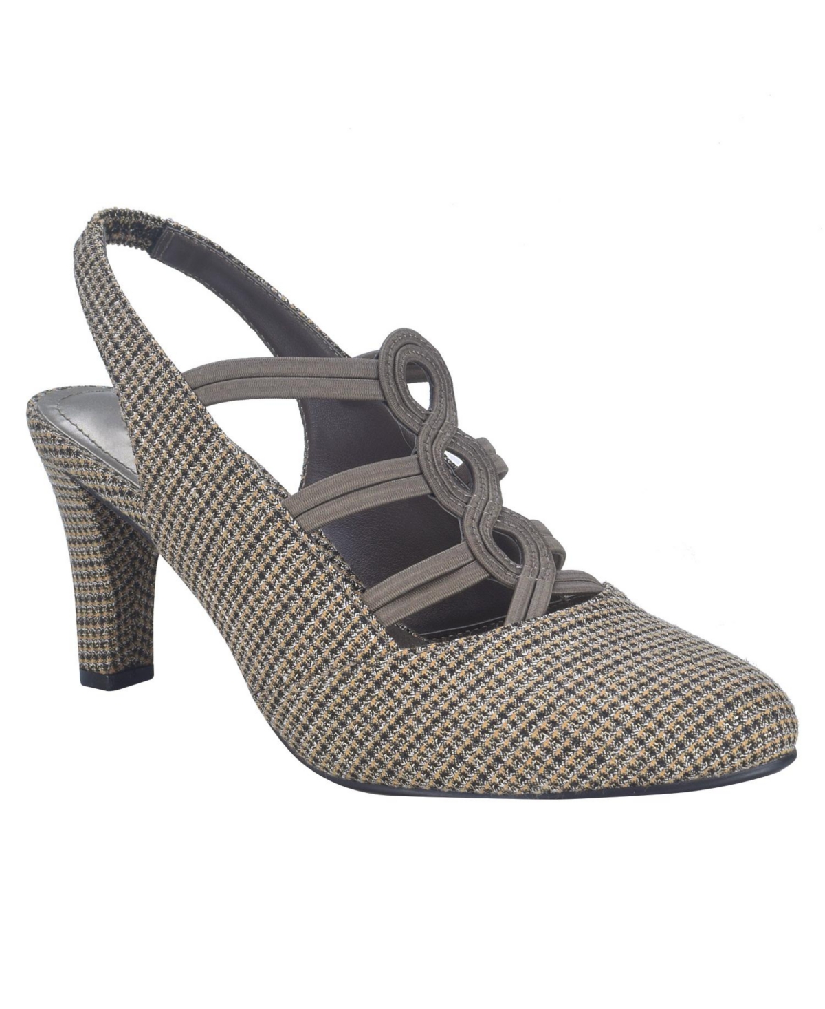 Impo Women's Velia Stretch Elastic Sling-back Pump With Memory Foam Women's Shoes In Fossil Taupe-fabric,elastic