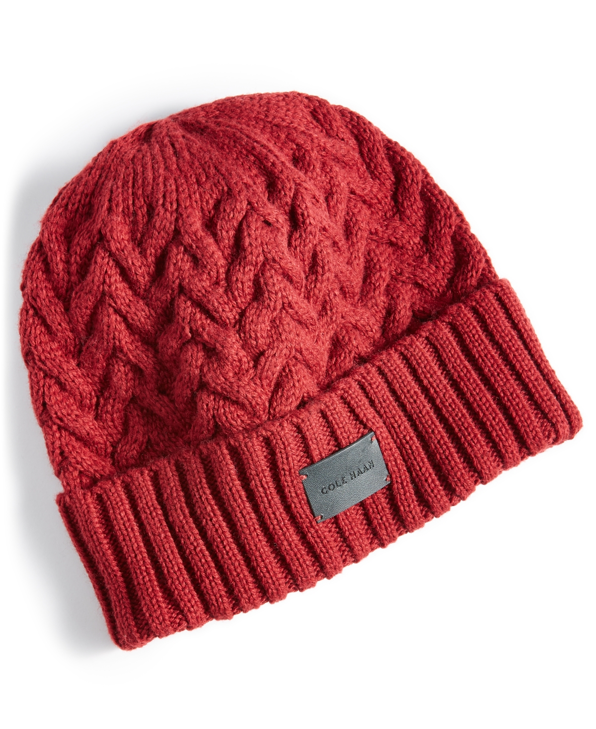 Cole Haan Men's Chainlink Cable Knit Hat In Red