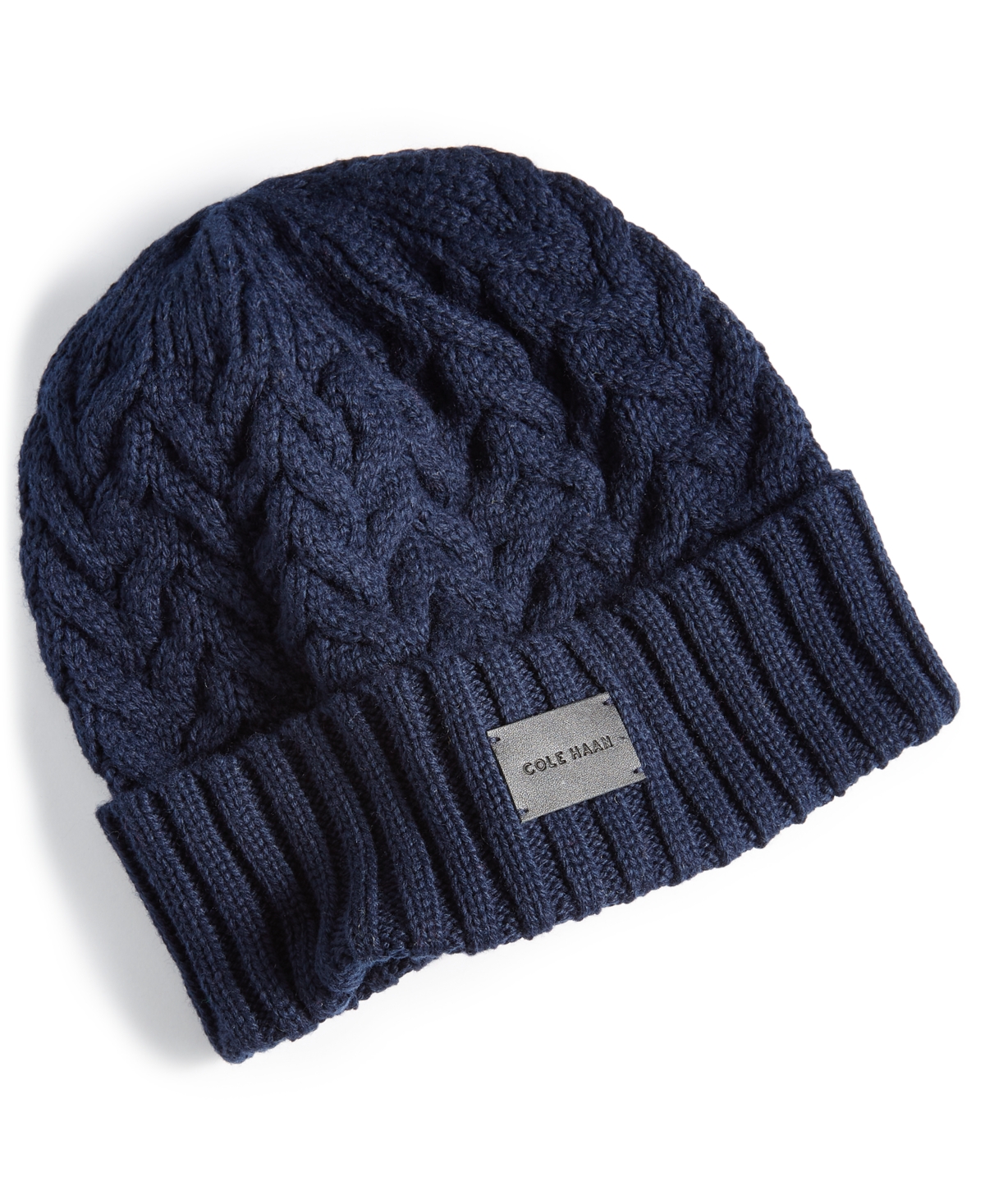 Cole Haan Men's Chainlink Cable Knit Hat In Navy