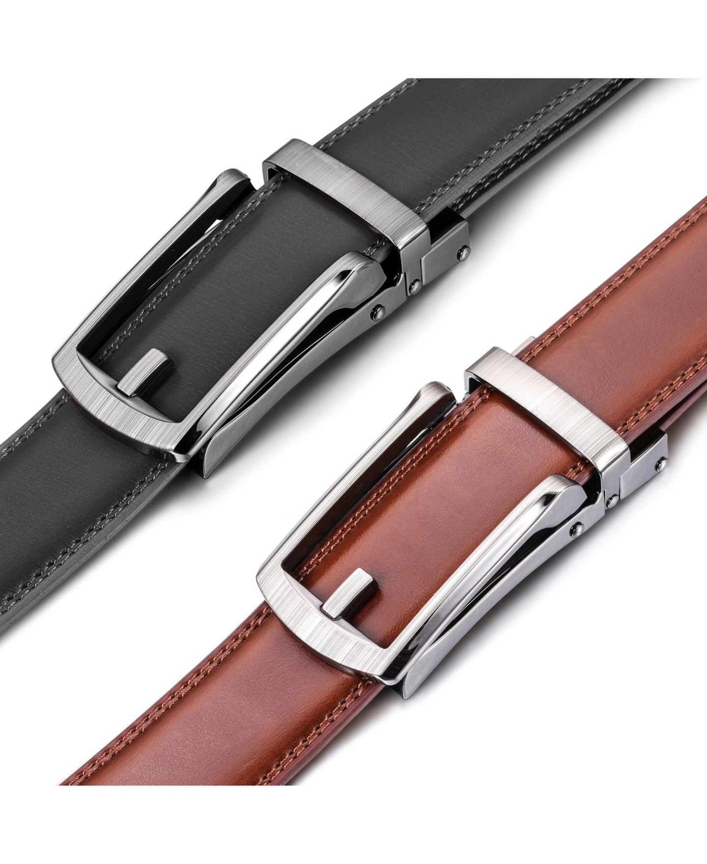 Мужские ремни Mio Marino Swank Hasp Leather 2 Pack Linxx Ratchet Belt, цвет: Чёрный — фото 2