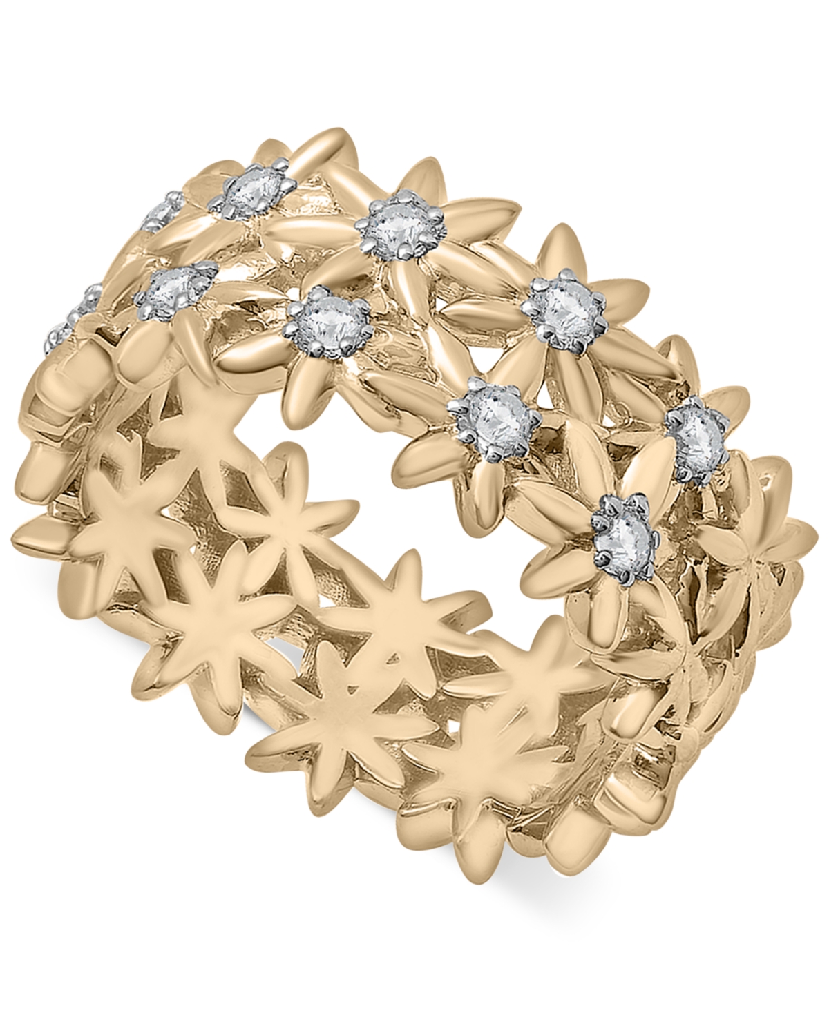 Diamond Flower Ring (1/3 ct. t.w.) in Gold Vermeil, Created for Macy's - Gold Vermeil