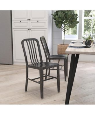 Santorini 18 Inch Galvanized Steel Indoor/Outdoor Dining Chair With Slatted Back And Powder Coated Finish