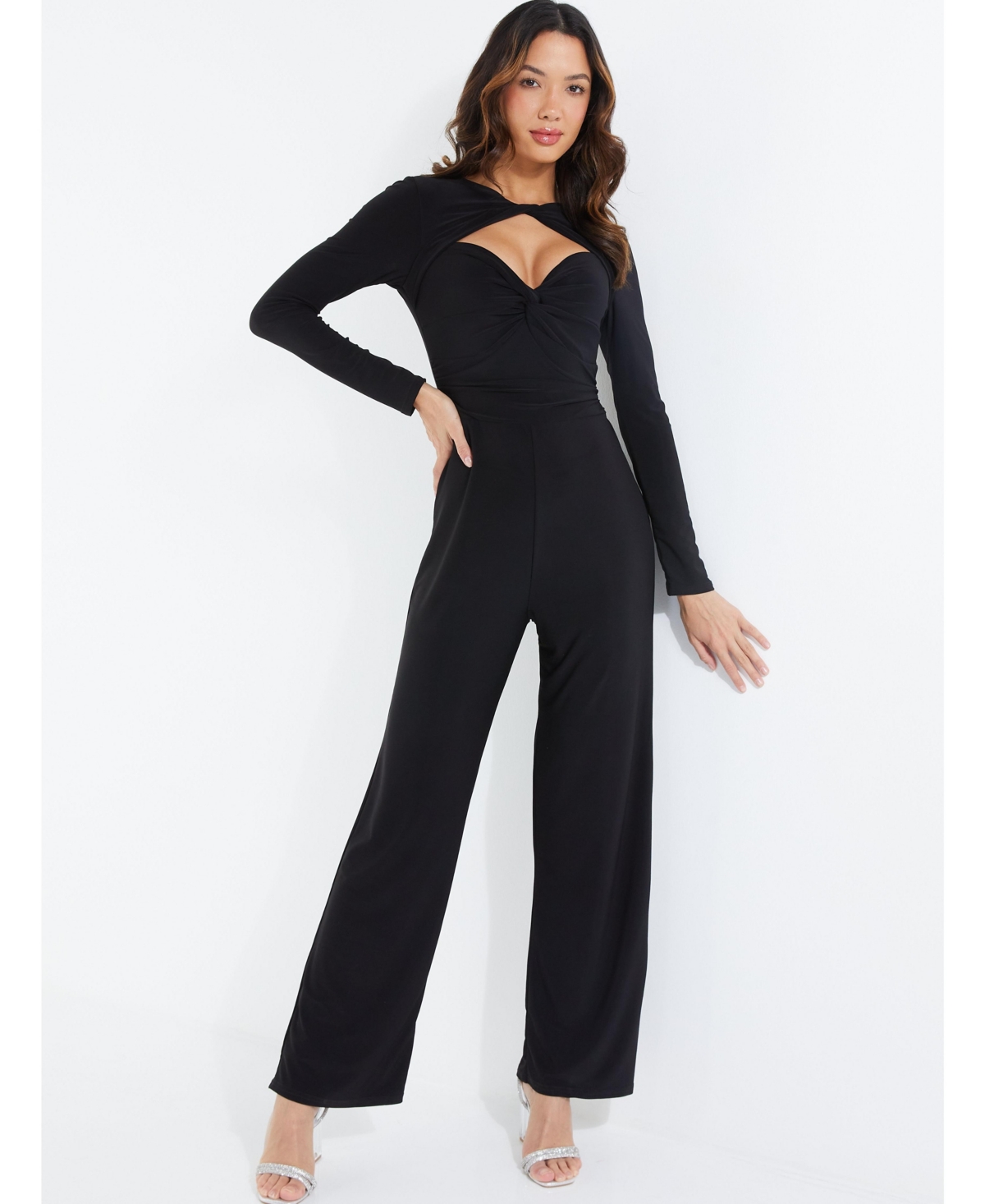QUIZ WOMEN'S ITY JUMPSUIT WITH KEYHOLE NECK AND LONG SLEEVES