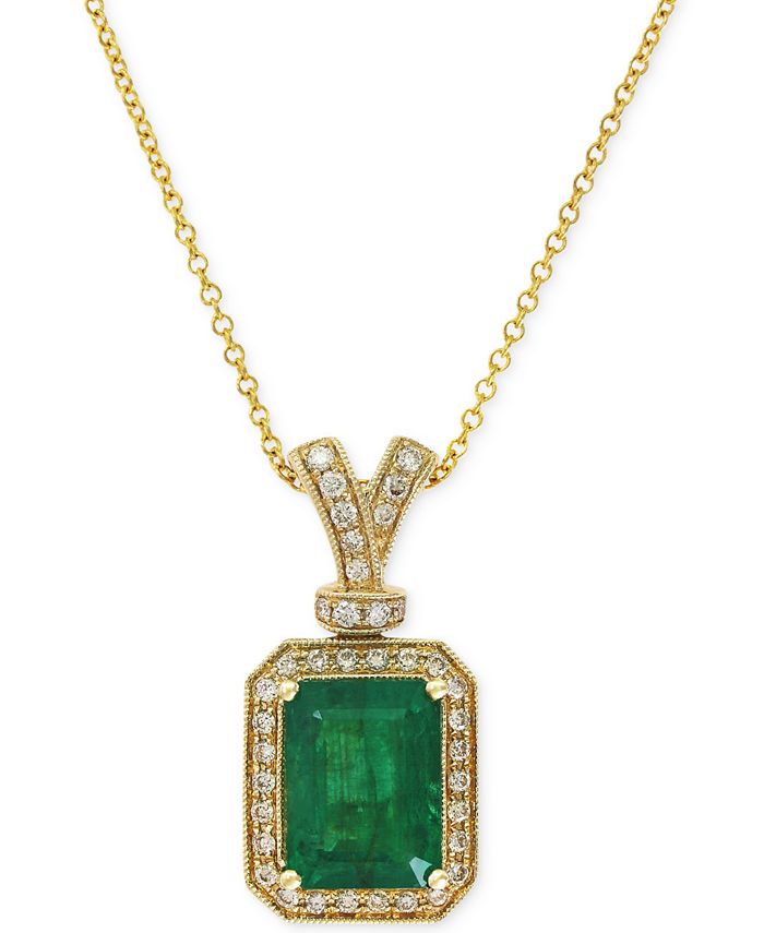 EFFY Collection - Emerald (2-1/5 ct. t.w.) and Diamond (1/5 ct. t.w.) Pendant Necklace in 14k Gold