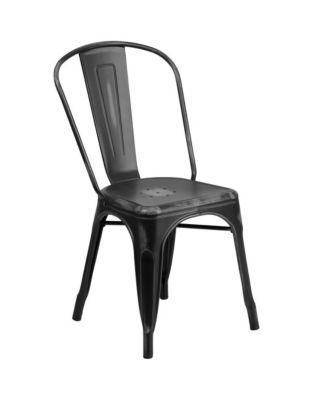 Banks Indoor/Outdoor Stacking Metal Dining Chair With Single Slat Back And Distressed Powder Coated Finish