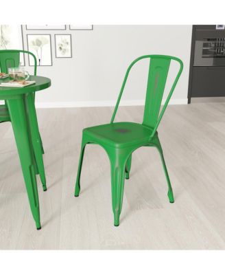 Banks Indoor/Outdoor Stacking Metal Dining Chair With Single Slat Back And Distressed Powder Coated Finish